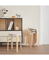 Set of 4 Stackable Bentwood Stools for Dining, Kitchen, Classroom
