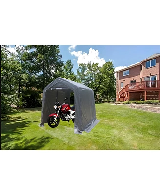 7x8FT Outdoor Storage Shed for Motorcycle, Atv, Tools, Grey