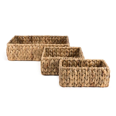 Jonathan Y Tress Minimalist Hand-Woven Hyacinth Nesting Baskets, Natural (Set of 3)