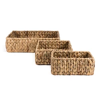 Jonathan Y Tress Minimalist Hand-Woven Hyacinth Nesting Baskets, Natural (Set of 3)
