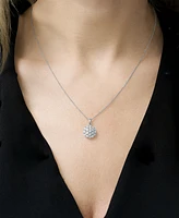 Diamond Cluster 18" Pendant Necklace (1/10 ct. t.w.) in Sterling Silver, Created for Macy's (A $170 Value)