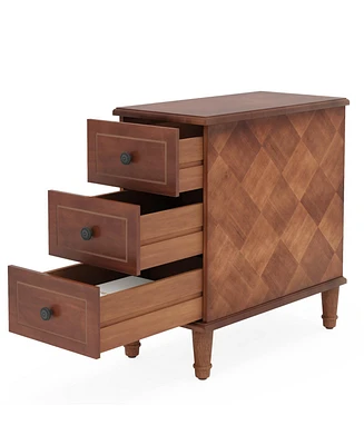Tribesigns Solid Wood End Table, Fully Assembled Narrow Side Table with Drawers, Pre-Assembled Nightstand Slim Bedside Table for Small Spaces
