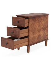 Tribesigns Solid Wood End Table, Fully Assembled Narrow Side Table with Drawers, Pre-Assembled Nightstand Slim Bedside Table for Small Spaces