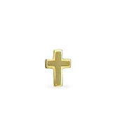 Bling Jewelry Tiny Minimalist Religious Christian14K Gold Cross Helix Cartilage Ear Lobe Piercing Daith 1 Piece Stud Earring Screw back