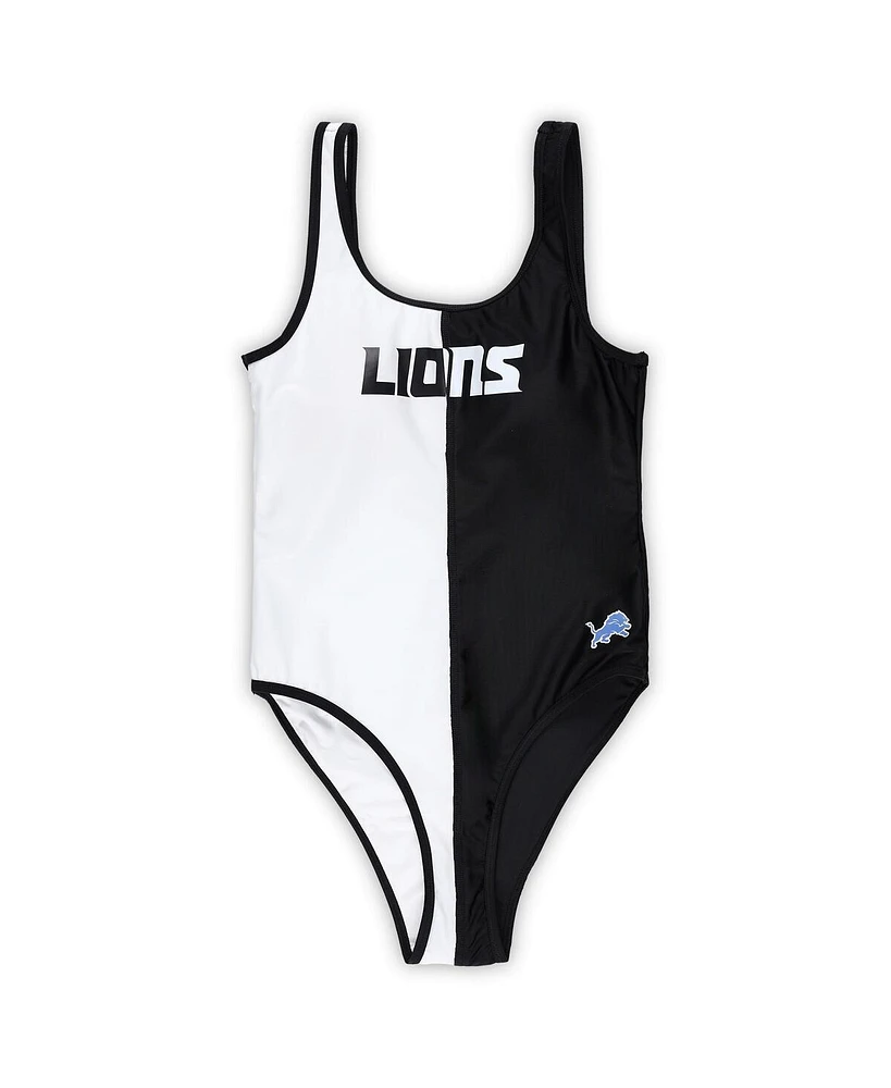 G-iii 4Her by Carl Banks Women's Black/White Detroit Lions Last Stand One-Piece Swimsuit