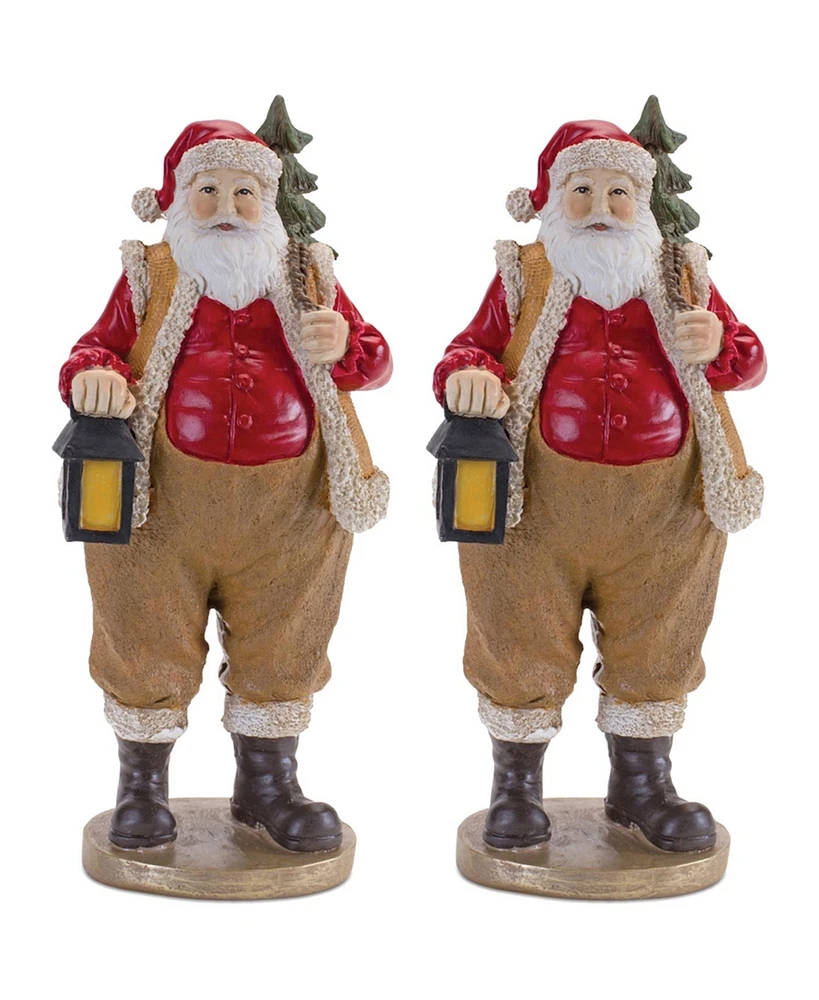 Slickblue Set of 2 Santa Figurines - Classic Holiday Decor for Festive Displays