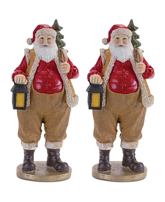 Slickblue Set of 2 Santa Figurines - Classic Holiday Decor for Festive Displays
