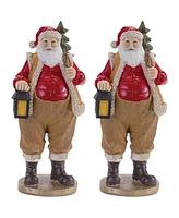 Slickblue Set of 2 Santa Figurines - Classic Holiday Decor for Festive Displays