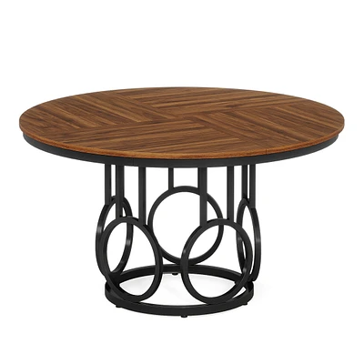Tribesigns Round Dining Table for 4-6 People, 47-Inch Circle Kitchen Table Large Dining Room Table with Sturdy Metal Base, Wood Dinner Table for Dinin
