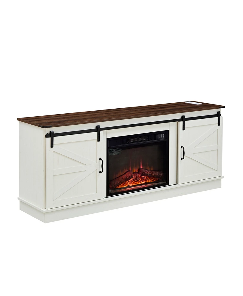 Sliding Barn Door Tv Stand for 65/70/75" TVs with Outlets