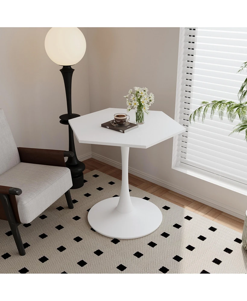 Streamdale Furniture Modern Hexagonal Coffee Table with Mdf Top and Metal Base