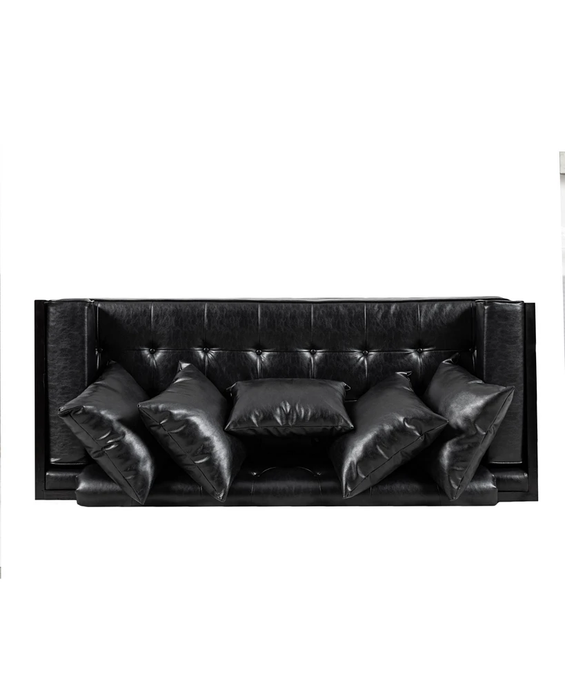 Streamdale Furniture Contemporary Faux Leather Loveseat with Accent Pillows