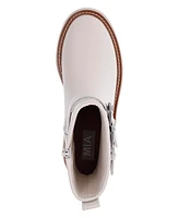 Mia Women's Florence Water-Resistant Leather Buckle Lug Sole Moto Boots