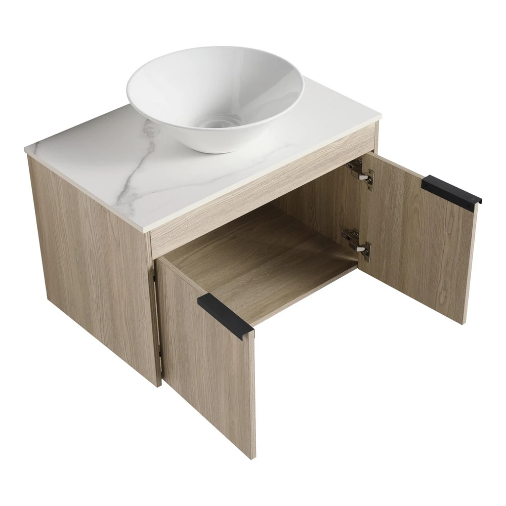 30" Modern Design Float Bathroom Vanity With Ceramic Basin Set