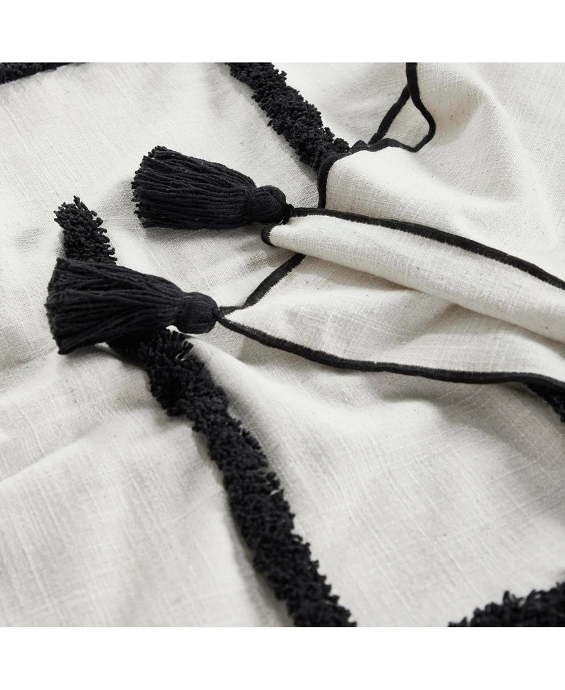 Lulu Tufted Cotton Throw Blanket I 50"x 70" I Ivory Black