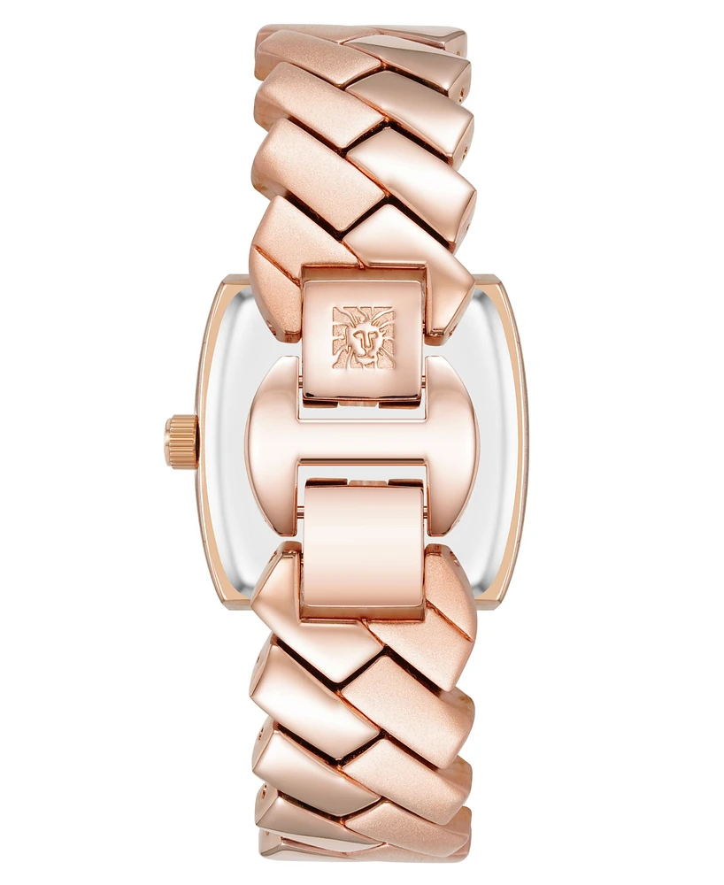 Anne Klein Women's Quartz Herringbone Rose Gold-Tone Alloy Metal Bracelet Watch, 26mm