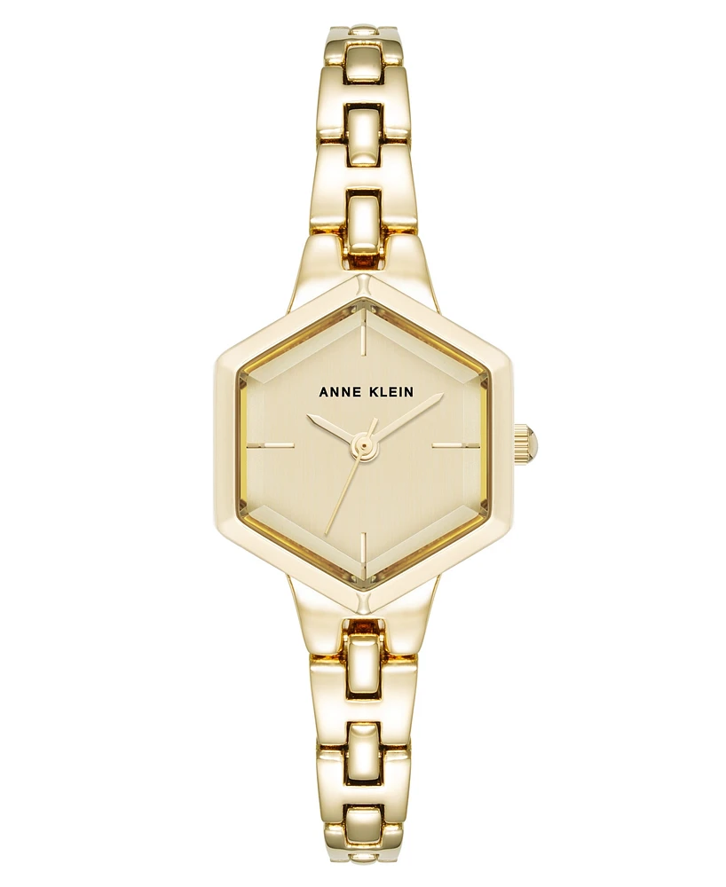 Anne Klein Women's Quartz Petite Hexagonal Gold-Tone Alloy Metal Bracelet Watch, 21mm