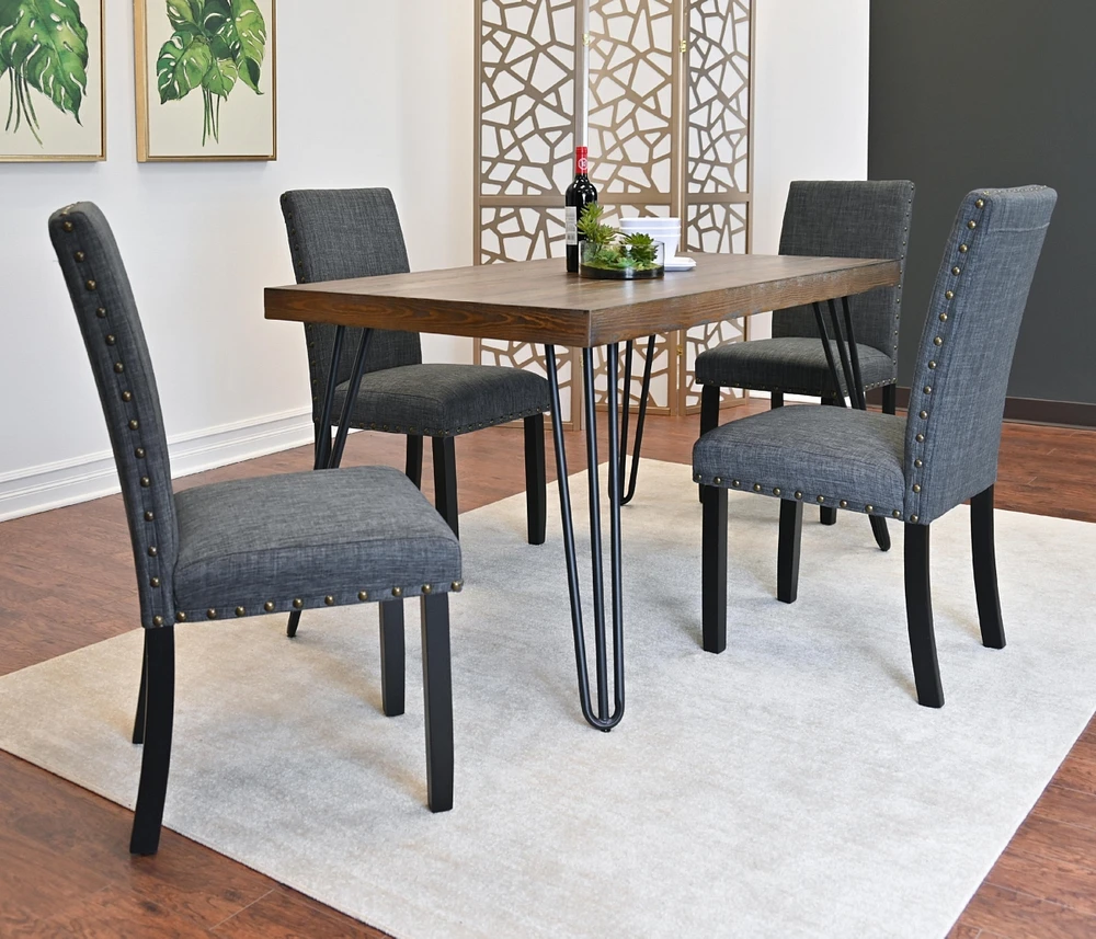 5-Piece Dining Set, Hairpin Dining Table with 4 Chairs, 3 Color Options