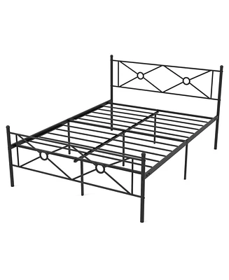 Sugift Full/Queen Size Metal Platform Bed Frame with Headboard and Footboard