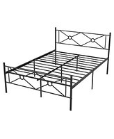 Sugift Full/Queen Size Metal Platform Bed Frame with Headboard and Footboard