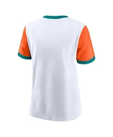 Nike Women's White/Orange Miami Dolphins Rewind Ringer T-Shirt