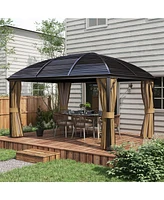 Outsunny 10' x 14' Hardtop Gazebo Canopy w/ Steel Roof, Sidewalls,