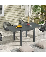 Outsunny Extendable Patio Dining Table for 4-6, Outdoor Dining Table,