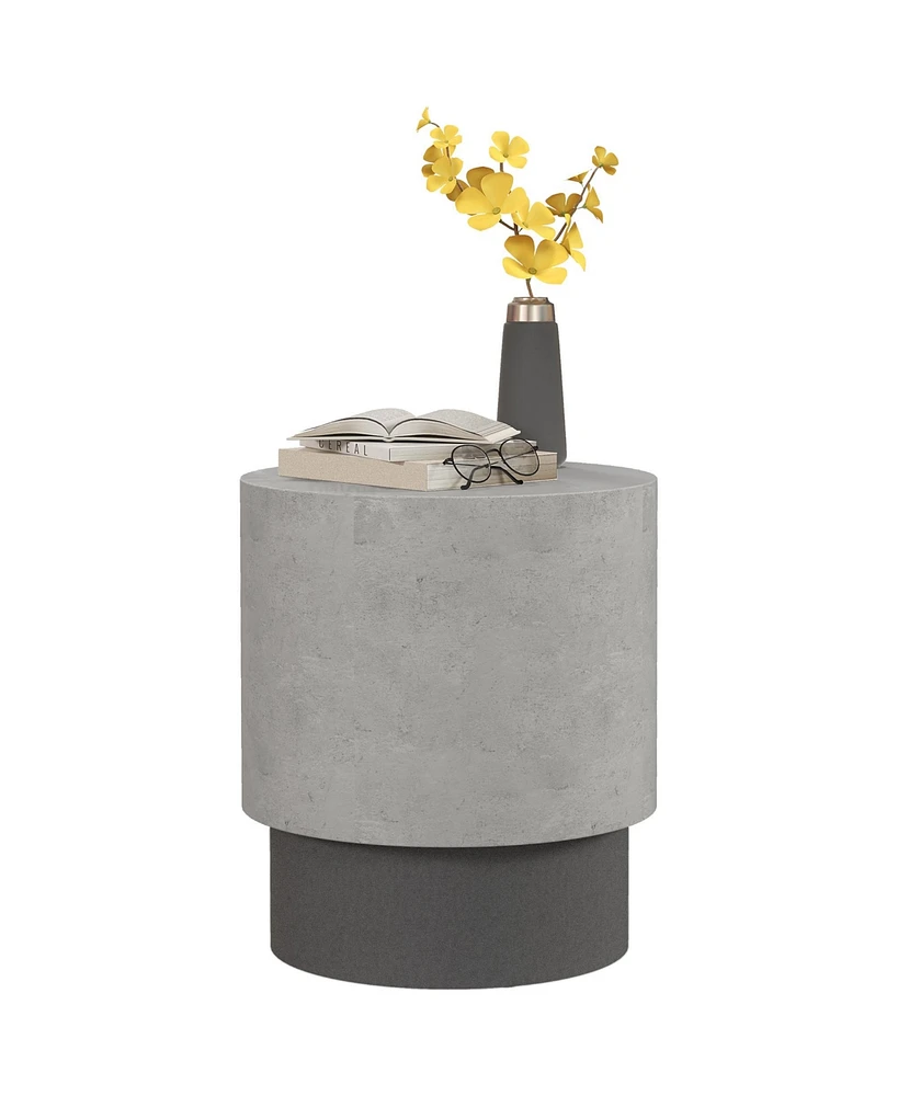 Homcom Concrete Finish Accent Table, Round Side Table,