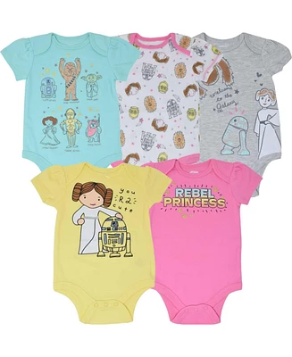 Star Wars Baby Girls 5 Pack Bodysuits