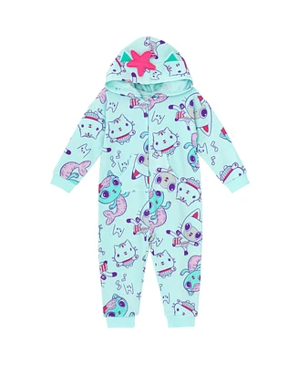 Dreamworks Gabby's Dollhouse Toddler Girls Pandy Paws Cakey Cat MerCat Fleece Zip Up Coverall to