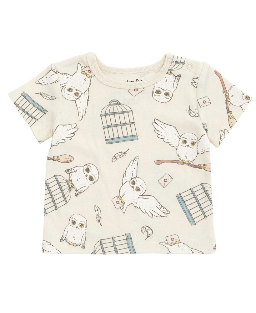 Harry Potter Baby Boys Hermione Hedwig Ron Weasley French Terry Short Overalls T-Shirt & Hat 3 Piece Outfit Newborn to