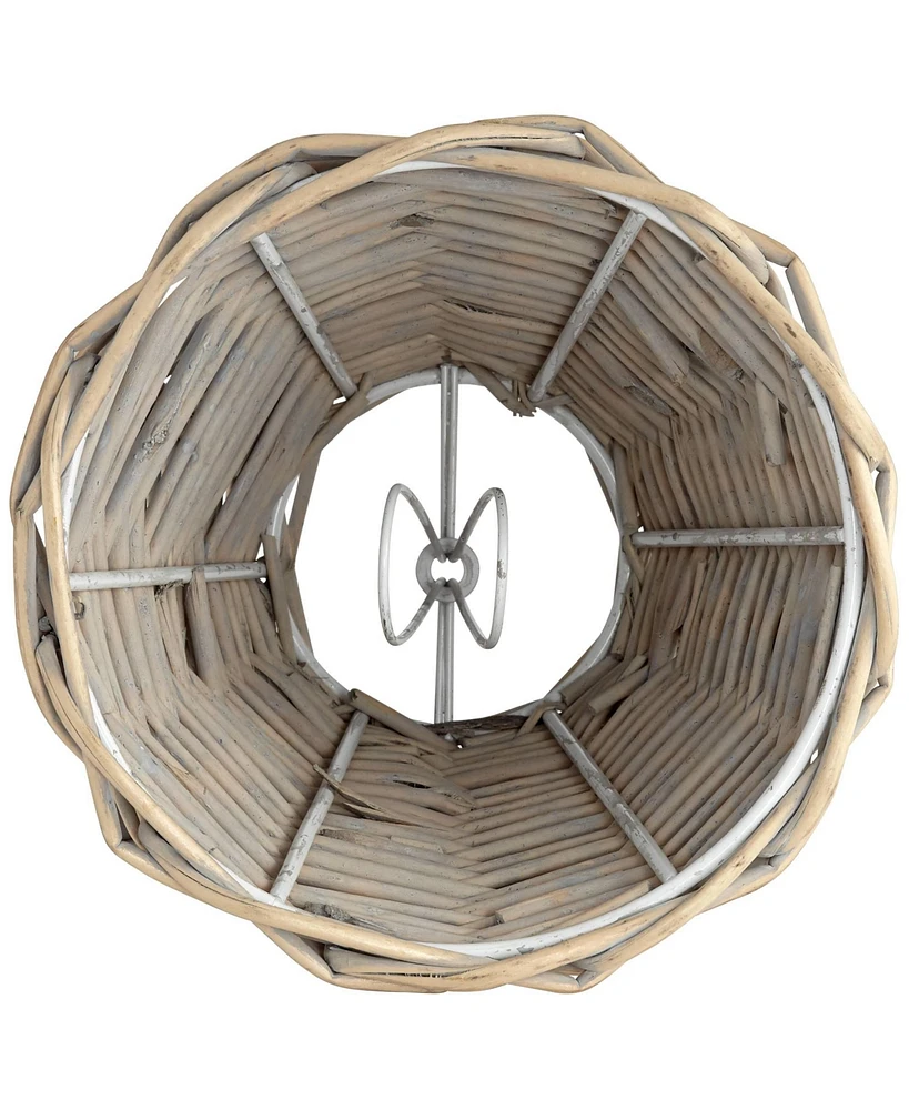 Set of 6 Empire Chandelier Lamp Shades Cottage Natural Wicker Weave Distressed Light Gray Small 3" Top x 6" Bottom x 5" High Candelabra Clip-On Fittin