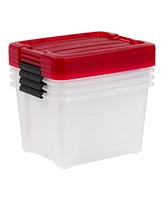 Iris Usa 20 Qt. Plastic Storage Bins with Lids, Clear, Latching, Stackable, Totes 4Pk