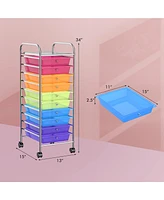 10 Drawer Rolling Storage Cart Scrapbook Paper Office School Organizer