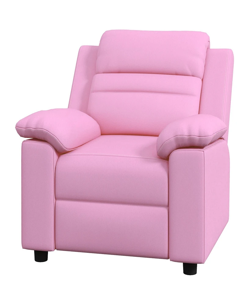 Qaba Kids Recliner Chair with Armrest, Footrest, Headrest, Pink