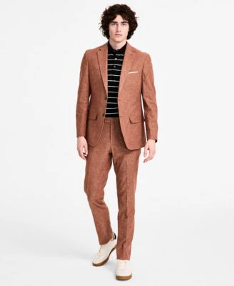 Tommy Hilfiger Mens Modern Fit Rust Linen Suit Separates