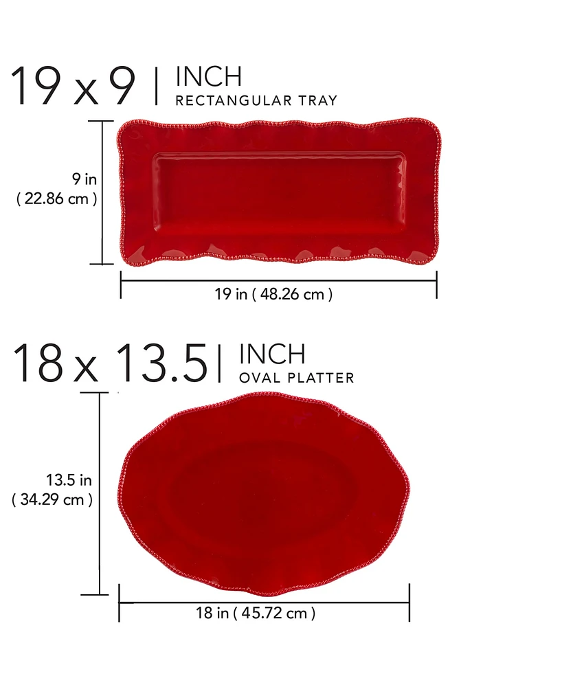 Certified International Perlette Red 2-Pc. Platter Set