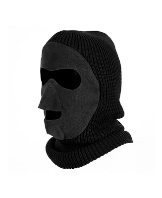Muk Luks Men's Quietwear Knit And Fleece Patented Mask, Black, One