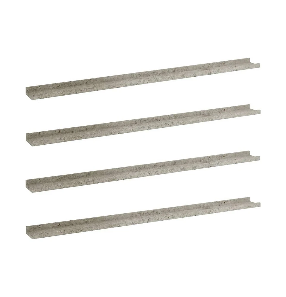 vidaXL Wall Shelves 4 pcs Concrete Gray 45.3"x3.5"x1.2"