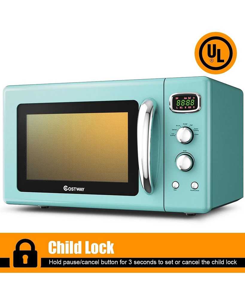 0.9Cu.ft. Retro Countertop Compact Microwave Oven 900W