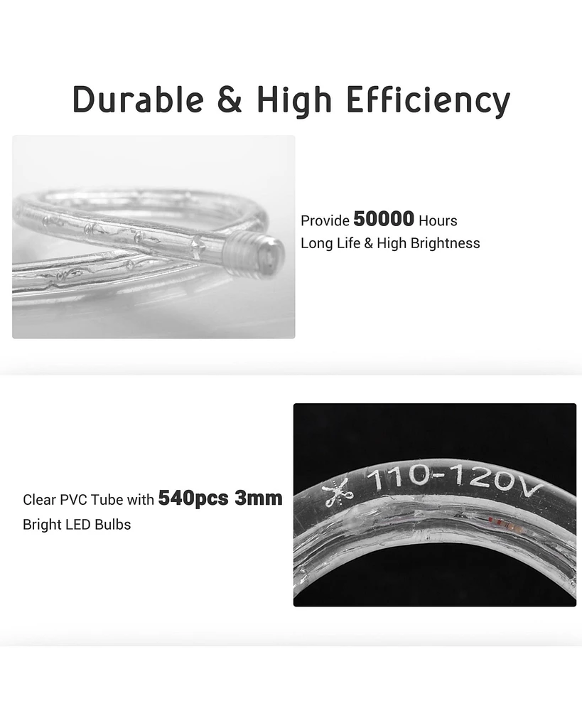 DELight 150FT Led Neon Rope Lights Warm White with Remote Control,IP65 Ac 110V Waterproof Dimmable Cuttable SMD3535 Led Lights Del-D150W