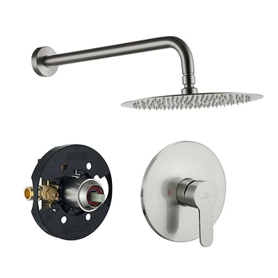 Casainc 10" Shower head Round Single Function Balance Valve Concealed Faucet