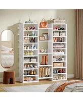 Tribesigns 14-Tier Shoe Rack, Freestanding Tall Shoe Shelf, White Wooden Shoe Storage Cabinet with 22 Open Cubbies, 46 Pairs Wide Entryway Shoe Organi
