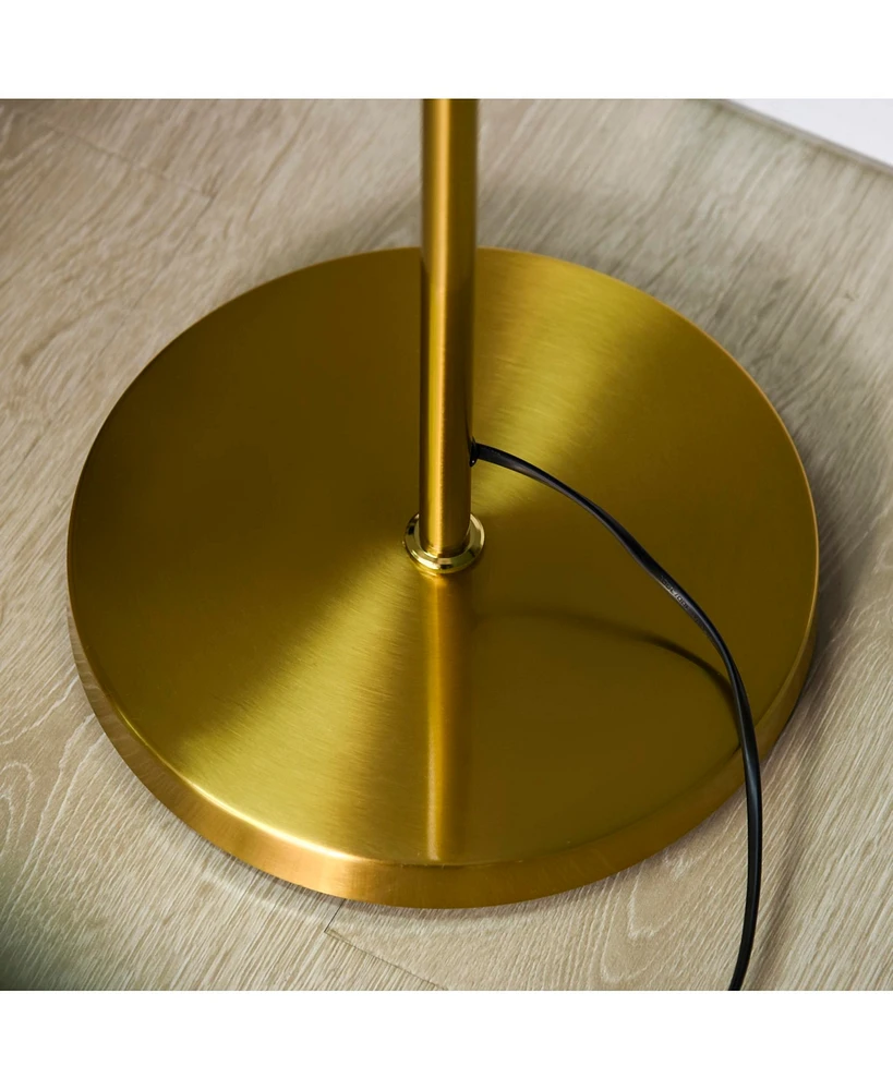 3-Light Gold Floor Lamp with Globe Shade