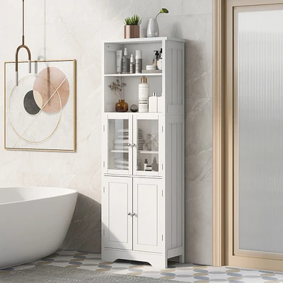 Tall White Storage Cabinet for Various Rooms
