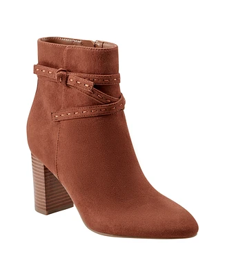 Bandolino Women's Ocorn Ankle Wrap Stacked Heel Dress Booties