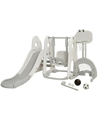 Sugift 6 in 1 Toddler Slide and Swing Set with Ball Games