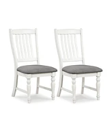 Skonyon Set of 2 Dining Chairs Kitchen Side Chair with Solid Wood Legs-White
