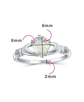 Bling Jewelry Sorority Sister Silver Ring Opal Claddagh Design - Celtic Friendship