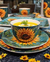 Certified International Golden Sunflowers 16Pc Dinnerware Set, Service for 4